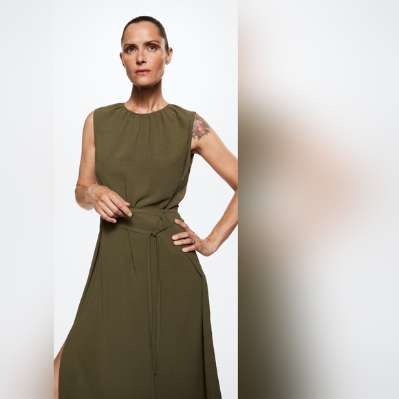 MANGO Belted midi dress - Picture 2 of 5